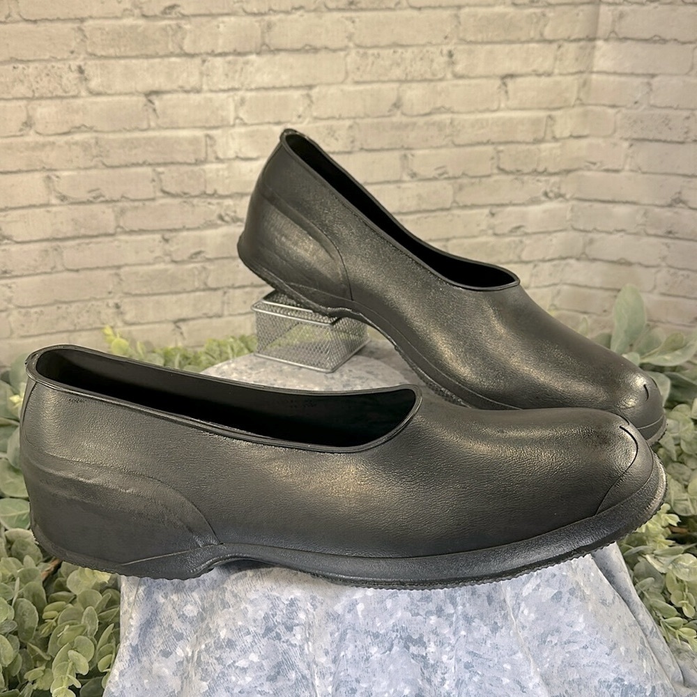 HEAVY DUTY Black Rubber Overshoe Protectors Mens Extra Large Size 15 🖤 EUC